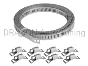 Zestaw do robienia opasek zaciskowych: taśma 8mm x 3m + 8 zacisków ślimakowych