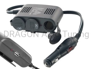 Rozgałęziacz gniazda zapalniczki potrójny, USB 1000 mA, Heavy Duty