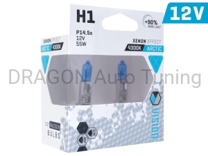 Żarówki VISION arctic white H1 12V 55W P14,5s U E4 +90%, 2 szt.