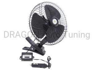 Wentylator metalowy 20cm, 12V/21W, obrotowy, mocowany na klips lub wkręty