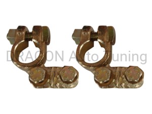 Brass battery-lead connection with the brass cover - positive (+)