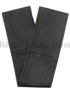 Partially perforated leather wheel cover for laced size S - black