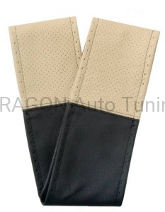 Partially perforated leather wheel cover for laced size XL - black-beige (1)