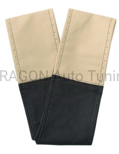 Partially perforated leather wheel cover for laced size XXL - black-beige (2)