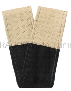 Perforated leather wheel cover for laced size XL - black-beige