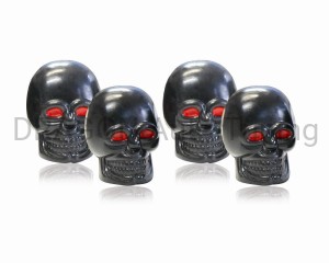 Nakrętki wentyli w kształcie czaszek - czarne