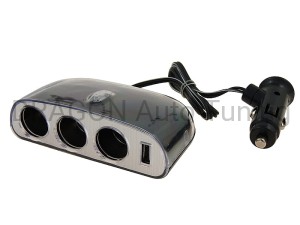 Rozgałęziacz zapalniczki potrójny 12/24V z USB 1000mA