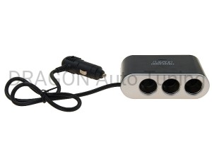 Rozgałęziacz zapalniczki potrójny 12/24V włączniki, USB 1000mA