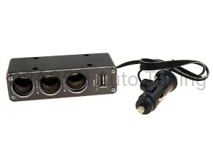 Rozgałęziacz zapalniczki potrójny 12/24V z USB 500mA